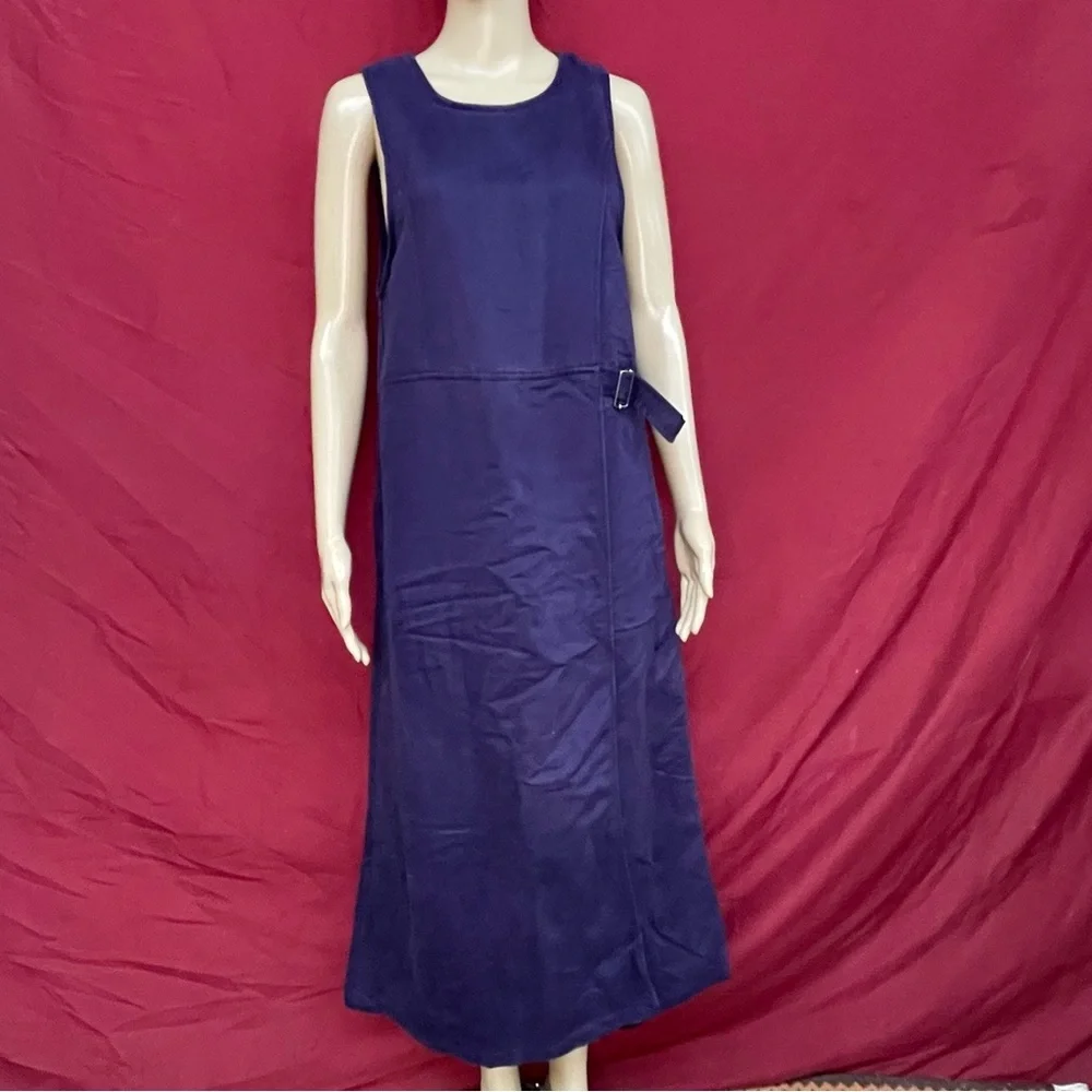 Vintage Premier International Eggplant Canvas Faux Wrap Sleeveless Jumper Small